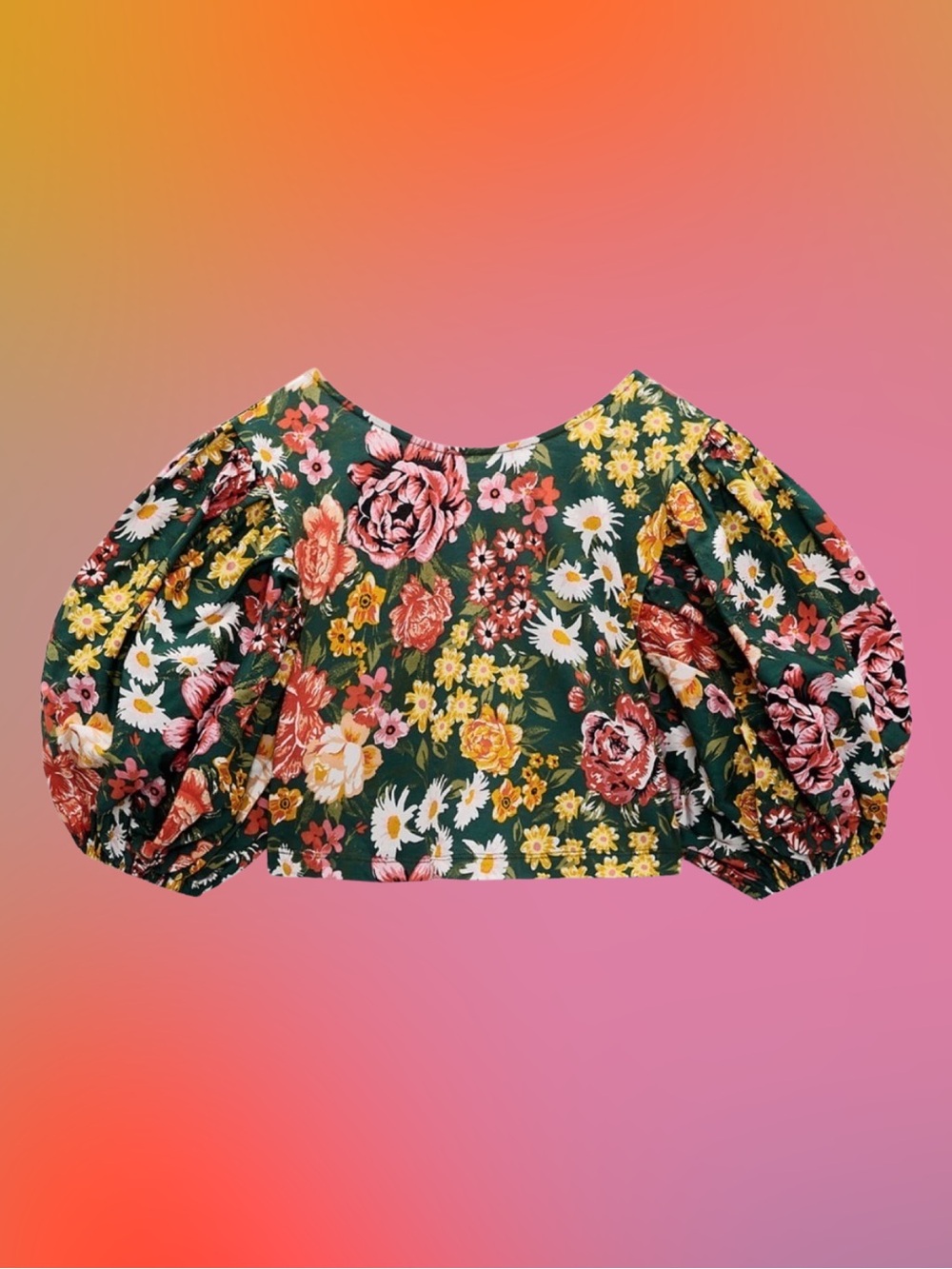 NWT 💐 ZARA floral puff sleeve crop top. SMALL